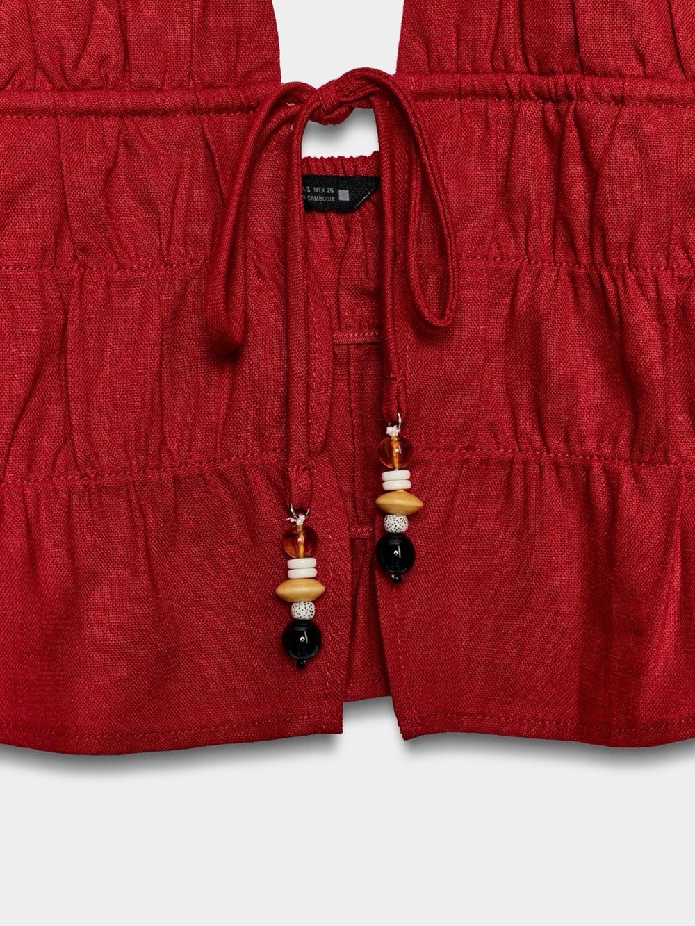 Zara Red Linen Halter Tiered Skirt Set - Picture 8 of 11
